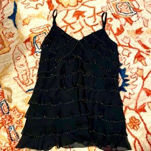 INC black tiered top with small gold beads new with tags